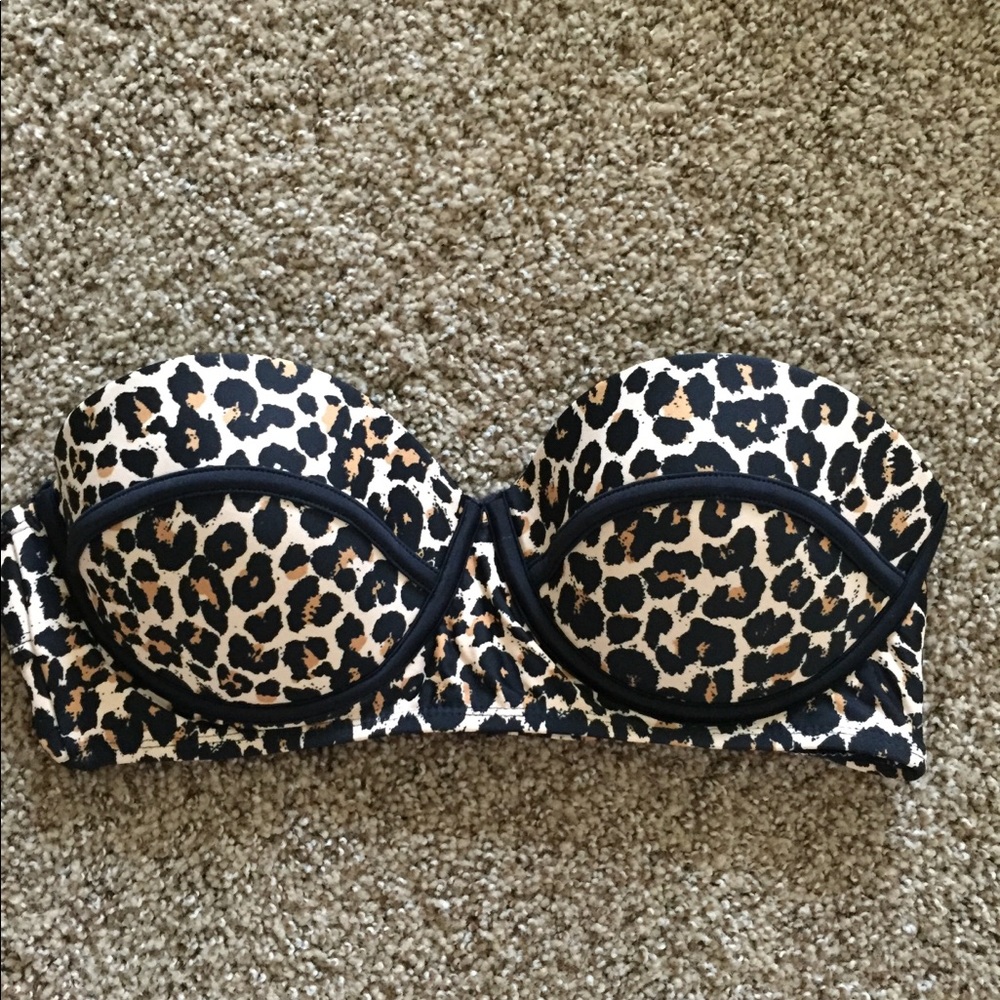 Strapless Cheetah Print Bikini Top